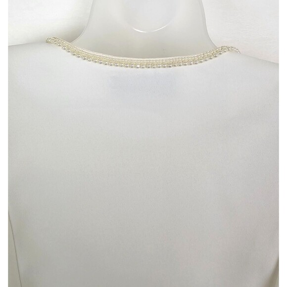 Vintage New York City Blouse Co. Women Ivory Pearl Embellished Blouse Size 14 - Picture 7 of 12